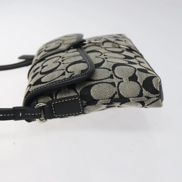 Coach Signature Hand Bag Canvas Gray Black Auth - Picture 4 of 16